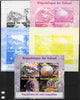 Chad 2011 Shells & Butterflies sheetlet containing 4 values - the set of 5 imperf progressive proofs comprising the 4 individual colours plus all 4-colour composite, unmounted mint.