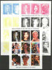 Abkhazia 1999 Hollywood Stars for the 21st Century sheetlet containing 9 values, the set of 5 imperf progressive proofs comprising the 4 basic colours plus all 4-colour composites unmounted mint