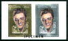 Guyana 1995 Elvis Presley 60th Birthday sheetlet in card containing two $300 values embossed in gold & silver foil (1 of each with saw-tooth edges) overprinted SPECIMEN