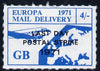 Cinderella - Great Britain 1971 Rouletted 4s pale blue (Europe Airmail rate) produced for use during Great Britain Postal strike opt'd Last Day of Postal Strike unmounted mint