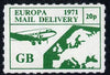 Cinderella - Great Britain 1971 Rouletted 20p green (Europe Airmail rate) produced for use during Great Britain Postal strike unmounted mint
