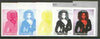 Kyrgyzstan 1999 Janet Jackson from 20th Century Culture (Famous People) the set of 5 imperf progressive proofs comprising the 4 individual colours plus all 4-colour composite