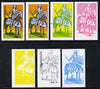 Nagaland 1977 Military Uniforms 2c (English Knight 15th Century) set of 7 imperf progressive colour proofs comprising the 4 individual colours plus 2, 3 and all 4-colour composites unmounted mint
