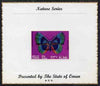 Oman 1970 Butterflies (Leropteryx apollonia) imperf (10b value opt'd European Conservation Year) mounted on special 'Nature Series' presentation card inscribed 'Presented by the State of Oman'