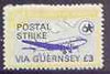 Guernsey - Alderney 1971 POSTAL STRIKE overprinted on DC-3 6d (from 1967 Aircraft def set) additionaly overprinted 'VIA GUERNSEY £3' unmounted mint