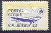 Guernsey - Alderney 1971 POSTAL STRIKE overprinted on DC-3 6d (from 1967 Aircraft def set) additionaly overprinted 'VIA JERSEY £3' unmounted mint