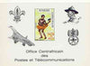 Central African Republic 1971 Traditional Dances 140f + 40f deluxe proof card card in full issued colours (as SG 237) opt'd in black showing Scout logo, Baden Powell, Concorde & Anti Malaria Logo