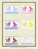 St Lucia 1985 Butterflies (Leaders of the World) 15c set of 7 imperf progressive proof pairs comprising the 4 individual colours plus 2, 3 and all 4 colour composites mounted on special Format International cards (as SG 781a)