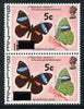 Belize 1976 Butterfly 5c on 15c (Nessaea aglaura) with obliterating rectangle incomplete plus normal unmounted mint, SG 448var