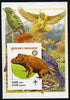 Madagascar 2005 Dinosaurs #09 - Kannemeyeria imperf m/sheet with Scout & Rotary Logos, background shows various Birds unmounted mint