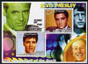 Somalia 2002 Elvis Presley 25th Anniversary of Death #01 perf sheetlet containing 2 values with Cary Grant, Walt Disney & Bill Gates in background cto used
