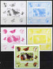 St Thomas & Prince Islands 2008 Butterfly #1 large individual deluxe sheet - the set of 5 imperf progressive proofs comprising the 4 individual colours plus all 4-colour composite, unmounted mint