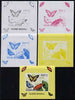 Guinea - Bissau 2009 Butterflies individual deluxe sheet #1 - the set of 5 imperf progressive proofs comprising the 4 individual colours plus all 4-colour composite, unmounted mint