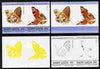 St Lucia 1985 Butterflies (Leaders of the World) 15c se-tenant pair - the set of 4 imperf progressive proofs comprising 2 individual colours plus,3 and all 4-colour composite, unmounted mint as SG 781a