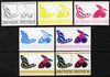 St Lucia 1985 Butterflies (Leaders of the World) 40c se-tenant pair - the set of 7 imperf progressive proofs comprising the 4 individual colours plus 2, 3 and all 4-colour composite, unmounted mint as SG 783a