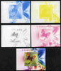St Thomas & Prince Islands 2009 Butterflies & Catterpillars #1 individual deluxe sheet - the set of 5 imperf progressive proofs comprising the 4 individual colours plus all 4-colour composite, unmounted mint