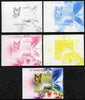 St Thomas & Prince Islands 2009 Butterflies & Catterpillars #4 individual deluxe sheet - the set of 5 imperf progressive proofs comprising the 4 individual colours plus all 4-colour composite, unmounted mint