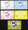 Guinea - Bissau 2010 Butterflies #01 individual deluxe sheet - the set of 5 imperf progressive proofs comprising the 4 individual colours plus all 4-colour composite, unmounted mint