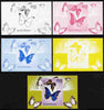 Guinea - Bissau 2010 Butterflies #04 individual deluxe sheet - the set of 5 imperf progressive proofs comprising the 4 individual colours plus all 4-colour composite, unmounted mint