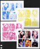 Somaliland 1999 Movie Stars of the Decade sheetlet containing set of 6 values (H Ford, Meg Ryan, Tom Cruise, etc) - the set of 4 imperf progressive proofs comprising 3 individual colours plus all 4-colour composite, unmounted mint