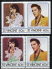 St Vincent 1985 Elvis Presley (Leaders of the World) 60c imperf se-tenant reprint proof pair in 5 colours only (green & silver omitted) plus normal perf pair unmounted mint, as SG 921a