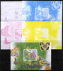 Central African Republic 2011 Butterflies #2 deluxe sheet - the set of 5 imperf progressive proofs comprising the 4 individual colours plus all 4-colour composite, unmounted mint