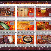 Guinea - Conakry 2010 Musical Instruments of Africa perf sheetlet containing 9 values unmounted mint