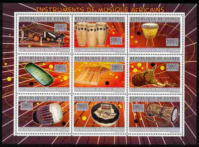 Guinea - Conakry 2010 Musical Instruments of Africa perf sheetlet containing 9 values unmounted mint