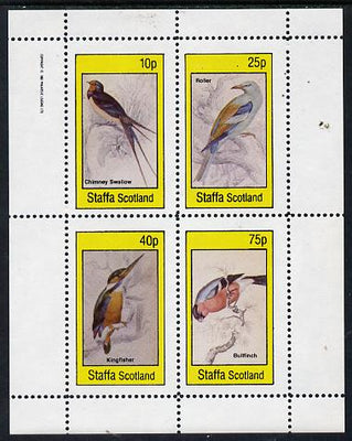 Staffa 1982 Birds #11 (Swallow, Bullfinch, Kingfisher & Roller) imperf,set of 4 values (10p to 75p) unmounted mint
