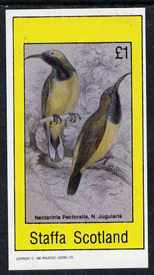 Staffa 1982 Birds #12 (Nectarinia Pectoralis) imperf souvenir sheet (£1 value) unmounted mint