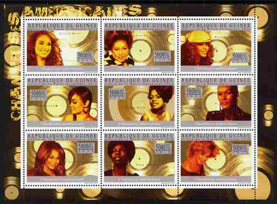 Guinea - Conakry 2010 Female American Singers perf sheetlet containing 9 values unmounted mint