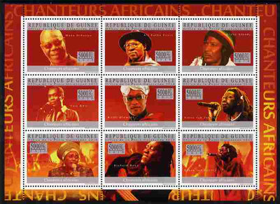 Guinea - Conakry 2010 African Singers perf sheetlet containing 9 values unmounted mint