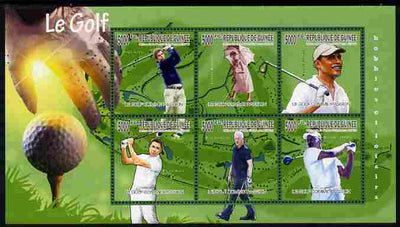 Guinea - Conakry 2010 Passion for Golf perf sheetlet containing 6 values unmounted mint