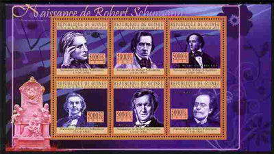 Guinea - Conakry 2010 200th Birth Anniversary of Robert Schumann perf sheetlet containing 6 values unmounted mint