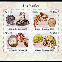 Comoro Islands 2010 Fossils perf sheetlet containing 4 values unmounted mint