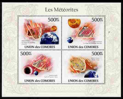 Comoro Islands 2010 Meteorites perf sheetlet containing 4 values unmounted mint