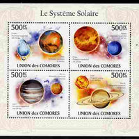 Comoro Islands 2010 The Solar System perf sheetlet containing 4 values unmounted mint
