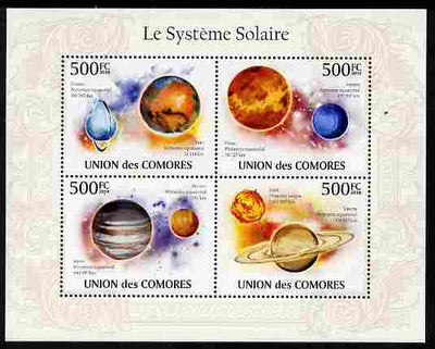 Comoro Islands 2010 The Solar System perf sheetlet containing 4 values unmounted mint