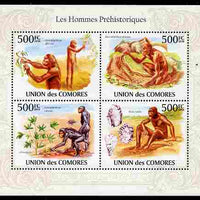 Comoro Islands 2010 Prehistoric Man perf sheetlet containing 4 values unmounted mint