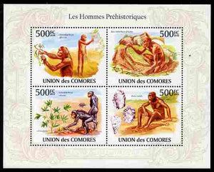 Comoro Islands 2010 Prehistoric Man perf sheetlet containing 4 values unmounted mint