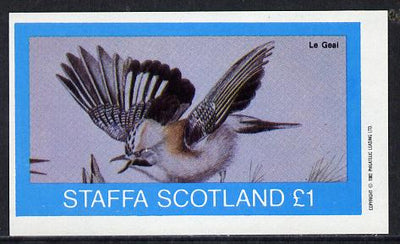 Staffa 1982 Birds #14 (Le Geai) imperf souvenir sheet (£1 value) unmounted mint