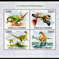 Comoro Islands 2010 Prehistoric Animals perf sheetlet containing 4 values unmounted mint