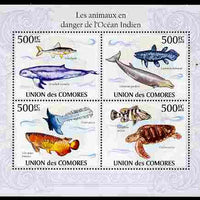Comoro Islands 2010 Endangered Animals of the Indian Ocean perf sheetlet containing 4 values unmounted mint