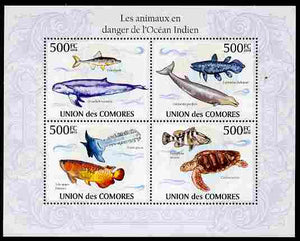 Comoro Islands 2010 Endangered Animals of the Indian Ocean perf sheetlet containing 4 values unmounted mint