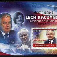 Togo 2010 Tribute to Lech Kaczynski (president of Poland) perf m/sheet unmounted mint