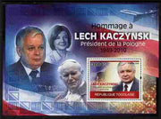 Togo 2010 Tribute to Lech Kaczynski (president of Poland) perf m/sheet unmounted mint