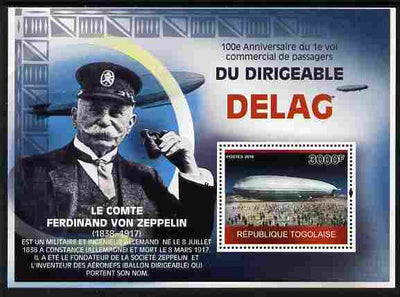 Togo 2010 Centenary of First Commercial Flight of Airship Delag perf m/sheet unmounted mint
