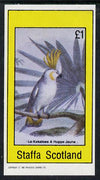 Staffa 1982 Birds #15 (Cockatoo) imperf souvenir sheet (£1 value) unmounted mint