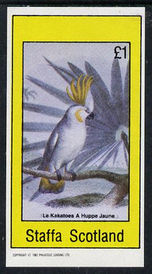 Staffa 1982 Birds #15 (Cockatoo) imperf souvenir sheet (£1 value) unmounted mint