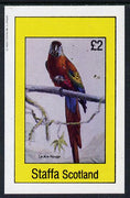 Staffa 1982 Birds #15 (Macaw) imperf deluxe sheet (£2 value) unmounted mint